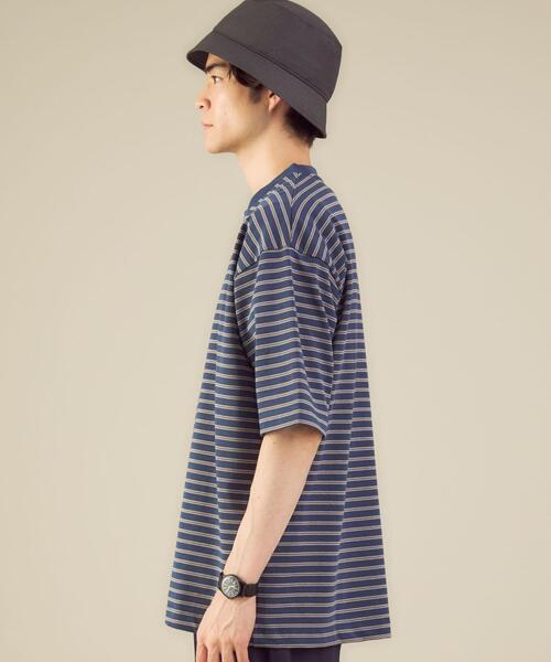 green label relaxing（グリーンレーベルリラクシング）の「OLT＜機能 / 制菌・部屋干し防臭＞ 1_OF MINE GIZA ボーダー クルーネック カットソー（Tシャツ/カットソー・メンズ・ロイヤルブルー/ライトグレー・LARGE/SMALL/X-LARGE/MEDIUM）」の8枚目の写真