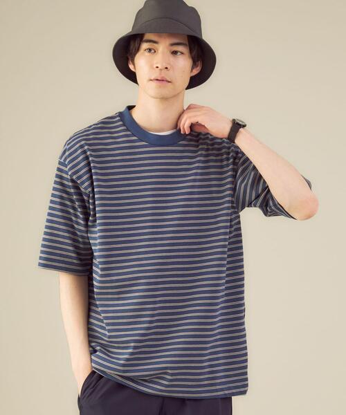 green label relaxing（グリーンレーベルリラクシング）の「OLT＜機能 / 制菌・部屋干し防臭＞ 1_OF MINE GIZA ボーダー クルーネック カットソー（Tシャツ/カットソー・メンズ・ロイヤルブルー/ライトグレー・LARGE/SMALL/X-LARGE/MEDIUM）」の18枚目の写真