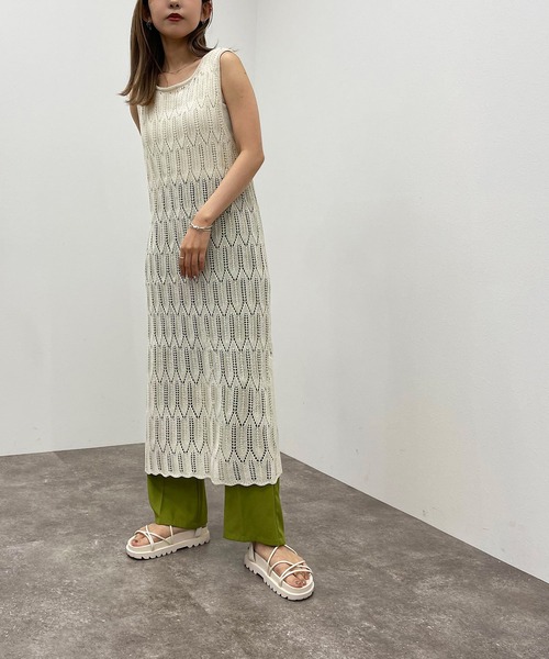 apres jour mignon(アプレジュールミニョン)の「透かし編みニットノースリワンピース【ZOZOTOWN限定アイテム】(ワンピース・レディース・マスタード/グリーン/ブラック/アイボリー・X-LARGE/フリー)」の13枚目の写真