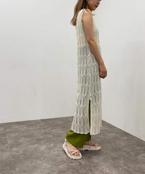 apres jour mignon(アプレジュールミニョン)の「透かし編みニットノースリワンピース【ZOZOTOWN限定アイテム】(ワンピース・レディース・マスタード/グリーン/ブラック/アイボリー・X-LARGE/フリー)」の14枚目の写真