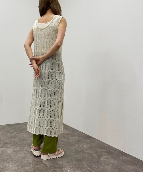 apres jour mignon(アプレジュールミニョン)の「透かし編みニットノースリワンピース【ZOZOTOWN限定アイテム】(ワンピース・レディース・マスタード/グリーン/ブラック/アイボリー・X-LARGE/フリー)」の15枚目の写真