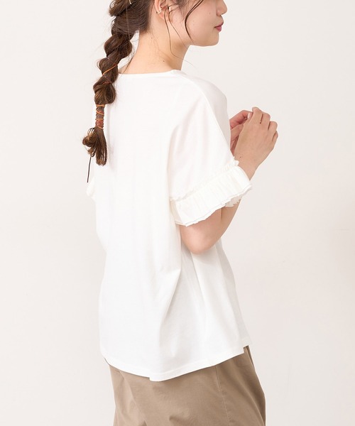 PUAL CE CIN（ピュアルセシン）の「【WEB限定・Du noir】機能素材袖フリルT（Tシャツ/カットソー・レディース・オフホワイト/ブルー系その他/グレイッシュベージュ/ブラック・FREE）」の12枚目の写真