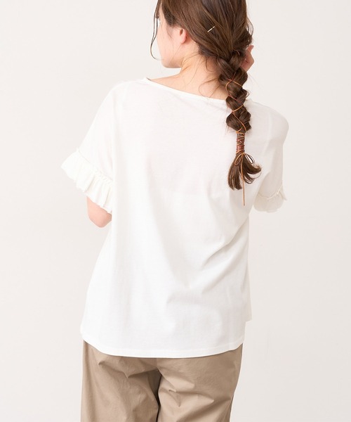 PUAL CE CIN（ピュアルセシン）の「【WEB限定・Du noir】機能素材袖フリルT（Tシャツ/カットソー・レディース・オフホワイト/ブルー系その他/グレイッシュベージュ/ブラック・FREE）」の8枚目の写真