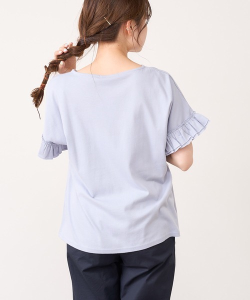 PUAL CE CIN（ピュアルセシン）の「【WEB限定・Du noir】機能素材袖フリルT（Tシャツ/カットソー・レディース・オフホワイト/ブルー系その他/グレイッシュベージュ/ブラック・FREE）」の21枚目の写真