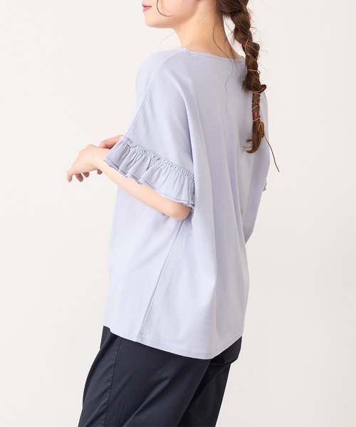 PUAL CE CIN（ピュアルセシン）の「【WEB限定・Du noir】機能素材袖フリルT（Tシャツ/カットソー・レディース・オフホワイト/ブルー系その他/グレイッシュベージュ/ブラック・FREE）」の18枚目の写真