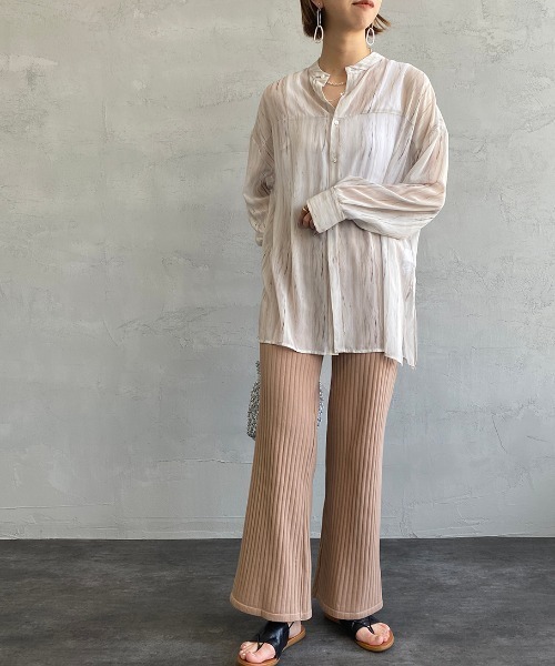 JF Ready Made（ジェイエフレディメイド）の「[Jf Ready Made/ジェイエフレディメイド] マーブル柄 バンドカラーシアーシャツ（シャツ/ブラウス・レディース・ベージュ/ブラック・F）」の20枚目の写真