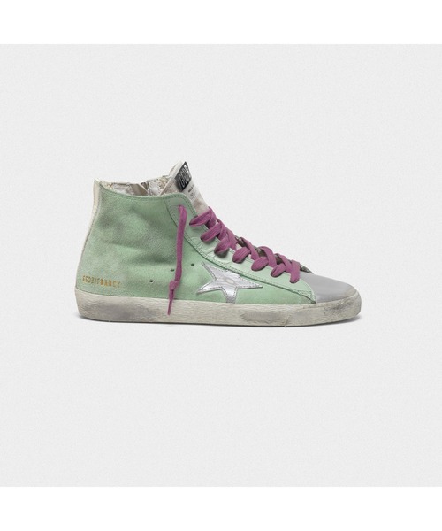 GOLDEN GOOSE Francy sneakers mint suede-silver star