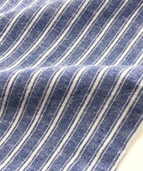 Beno(ビーノ)の「コットンリネン ストライプ ホリゾンタルカラー 7分袖シャツ(シャツ/ブラウス・メンズ・オフホワイト/ライトベージュ/ブルー・M/L/LL)」の18枚目の写真