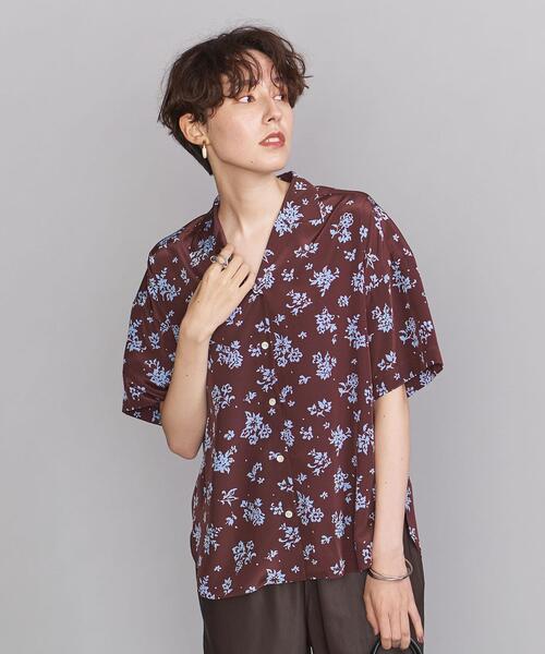 BEAUTY&YOUTH UNITED ARROWS(ビューティーアンドユースユナイテッドアローズ)の「BY フラワープリント5分袖シャツ -ウォッシャブル-◆(シャツ/ブラウス・レディース・ブラック/ワインレッド・FREE)」の2枚目の写真