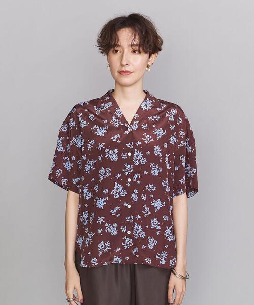BEAUTY&YOUTH UNITED ARROWS(ビューティーアンドユースユナイテッドアローズ)の「BY フラワープリント5分袖シャツ -ウォッシャブル-◆(シャツ/ブラウス・レディース・ブラック/ワインレッド・FREE)」の3枚目の写真