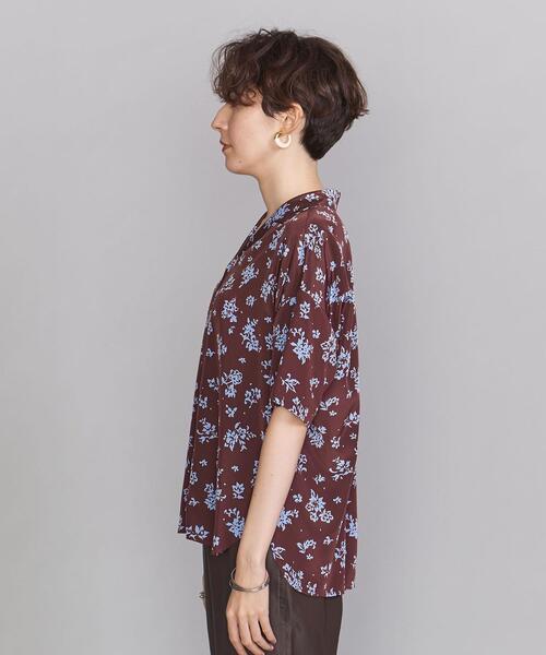 BEAUTY&YOUTH UNITED ARROWS(ビューティーアンドユースユナイテッドアローズ)の「BY フラワープリント5分袖シャツ -ウォッシャブル-◆(シャツ/ブラウス・レディース・ブラック/ワインレッド・FREE)」の4枚目の写真