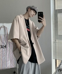 MGV | ハーフスリーブ　ビッグシルエットテーラード ジャケット(テーラードジャケット)