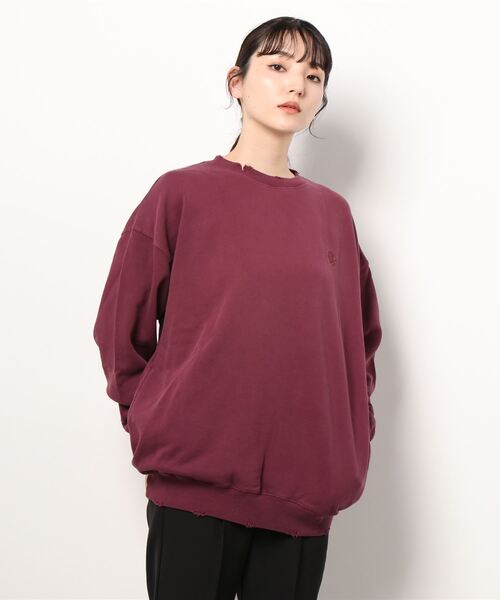EVRIS（エヴリス）の「SUNNYピグメントオーバーサイズプルオーバー（スウェット・レディース・ブラック/ベージュ/パープル/グリーン/ボルドー・FREE）」の5枚目の写真