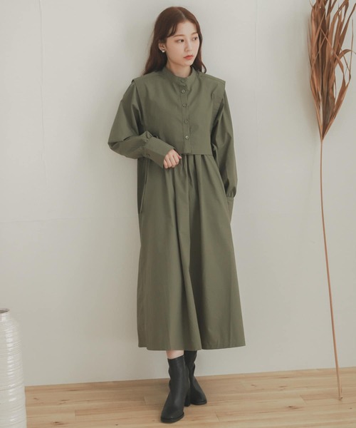 SENSE OF PLACE by URBAN RESEARCH（センスオブプレイスバイアーバンリサーチ）の「ベストレイヤードワンピース（ワンピース・レディース・ブラック/オフホワイト/カーキ・ONE）」の6枚目の写真