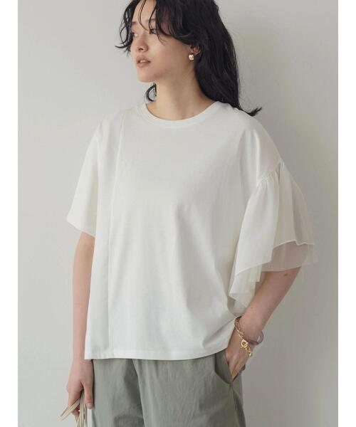 AMERICAN HOLIC(アメリカンホリック)の「ショルダーフリルカットプルオーバー(Tシャツ/カットソー・レディース・ネイビー/オフホワイト・L/M)」の5枚目の写真