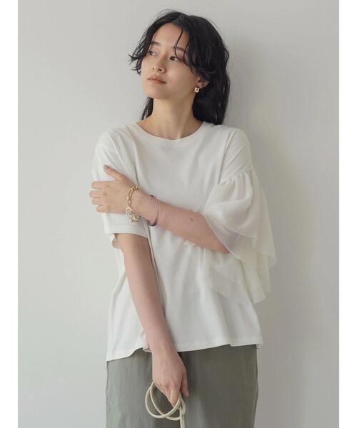 AMERICAN HOLIC(アメリカンホリック)の「ショルダーフリルカットプルオーバー(Tシャツ/カットソー・レディース・ネイビー/オフホワイト・L/M)」の6枚目の写真