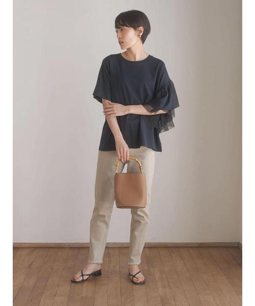 AMERICAN HOLIC(アメリカンホリック)の「ショルダーフリルカットプルオーバー(Tシャツ/カットソー・レディース・ネイビー/オフホワイト・L/M)」の16枚目の写真