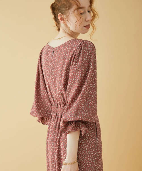 MADEMOISELLE ROPE'（マドモアゼル ロペ）の「【選べる3柄】パフスリーブマーメイドラインワンピース（ワンピース・レディース・ブラック/ミント/ピンク系その他2・38）」の9枚目の写真