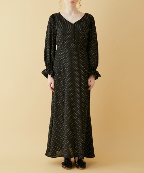 MADEMOISELLE ROPE'（マドモアゼル ロペ）の「【選べる3柄】パフスリーブマーメイドラインワンピース（ワンピース・レディース・ブラック/ミント/ピンク系その他2・38）」の11枚目の写真