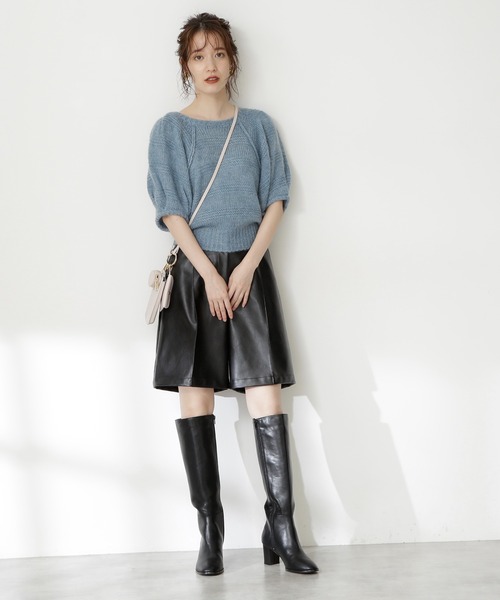 N.（N. Natural Beauty Basic）（エヌエヌナチュラルビューティーベーシック）の「◆フェイクレザーハーフパンツ（その他パンツ・レディース・ブラック/モカ・MEDIUM）」の4枚目の写真