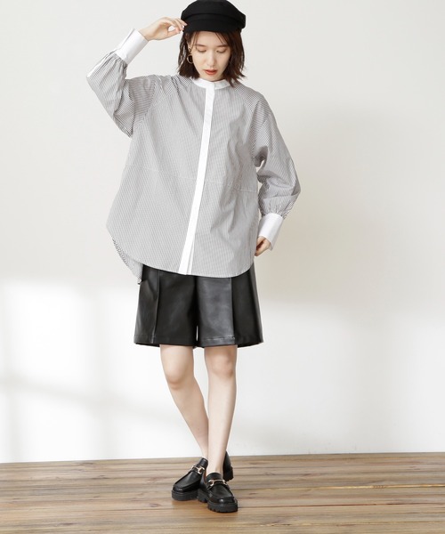 N.（N. Natural Beauty Basic）（エヌエヌナチュラルビューティーベーシック）の「◆フェイクレザーハーフパンツ（その他パンツ・レディース・ブラック/モカ・MEDIUM）」の12枚目の写真