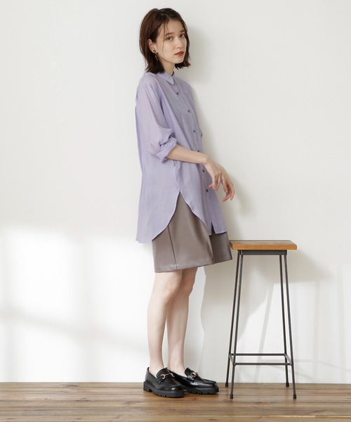 N.（N. Natural Beauty Basic）（エヌエヌナチュラルビューティーベーシック）の「◆フェイクレザーハーフパンツ（その他パンツ・レディース・ブラック/モカ・MEDIUM）」の3枚目の写真