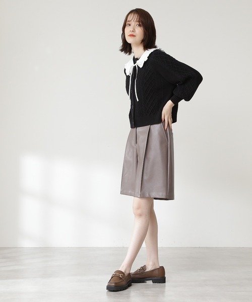 N.（N. Natural Beauty Basic）（エヌエヌナチュラルビューティーベーシック）の「◆フェイクレザーハーフパンツ（その他パンツ・レディース・ブラック/モカ・MEDIUM）」の17枚目の写真