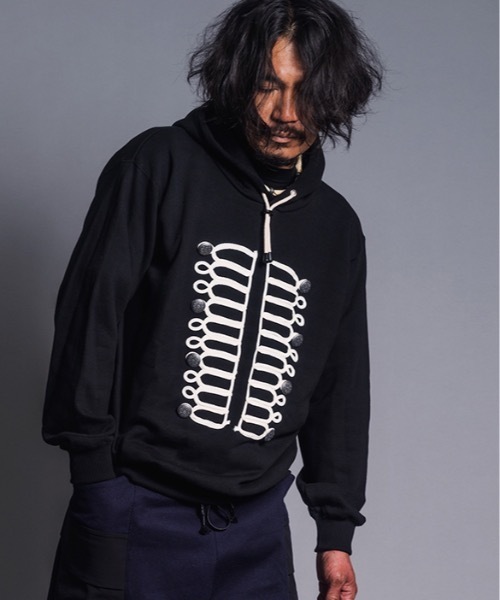 GARA（ガラ）の「GARA:GARA:NAPOLEON HOODIE ナポレオン フーディ（パーカー・メンズ・ブラック/ブラック×ホワイト・XL/L/M）」の2枚目の写真
