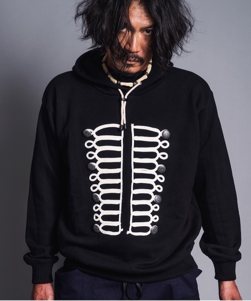 GARA（ガラ）の「GARA:GARA:NAPOLEON HOODIE ナポレオン フーディ（パーカー・メンズ・ブラック/ブラック×ホワイト・XL/L/M）」の4枚目の写真