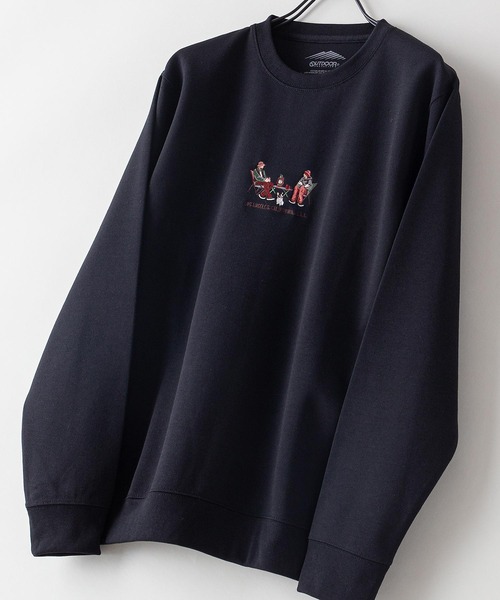 OUTDOOR PRODUCTS APPAREL(アウトドアプロダクツアパレル)の「【OUTDOOR PRODUCTS/アウトドアプロダクツ】防シワ UVカット ポンチ素材使用 CAMPモチーフデザインスウェットトレーナー イージーケア商品(スウェット・メンズ・アイボリー/ベージュ/カーキ/ブラック・LARGE/X-LARGE/MEDIUM)」の2枚目の写真
