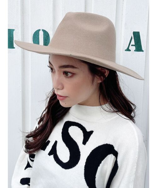 GYDA（ジェイダ）の「フェドラフェルトHAT（ハット・レディース・ベージュ/ブラウン・FREE）」の2枚目の写真