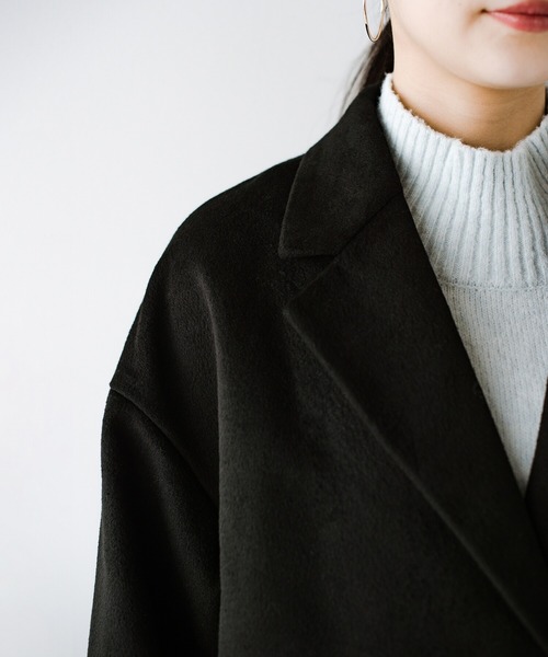 haco!（ハコ）の「ゆるシルエットでオシャレにまるっとお悩み解決！大人のビッグブラックコート（チェスターコート・レディース・ブラック・SMALL/MEDIUM/LARGE/X-LARGE）」の19枚目の写真