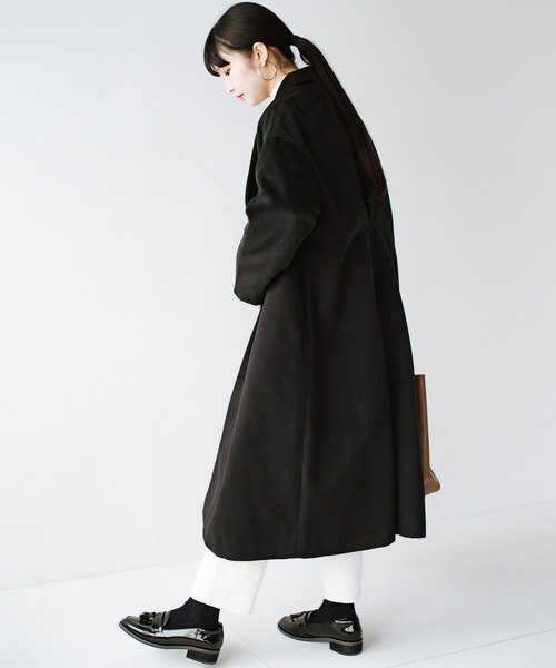 haco!（ハコ）の「ゆるシルエットでオシャレにまるっとお悩み解決！大人のビッグブラックコート（チェスターコート・レディース・ブラック・SMALL/MEDIUM/LARGE/X-LARGE）」の7枚目の写真