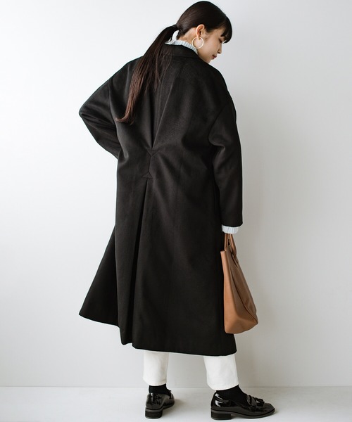 haco!（ハコ）の「ゆるシルエットでオシャレにまるっとお悩み解決！大人のビッグブラックコート（チェスターコート・レディース・ブラック・SMALL/MEDIUM/LARGE/X-LARGE）」の14枚目の写真