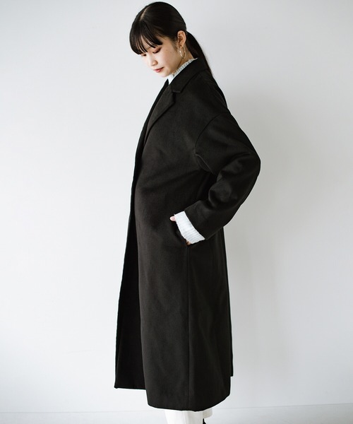 haco!（ハコ）の「ゆるシルエットでオシャレにまるっとお悩み解決！大人のビッグブラックコート（チェスターコート・レディース・ブラック・SMALL/MEDIUM/LARGE/X-LARGE）」の10枚目の写真