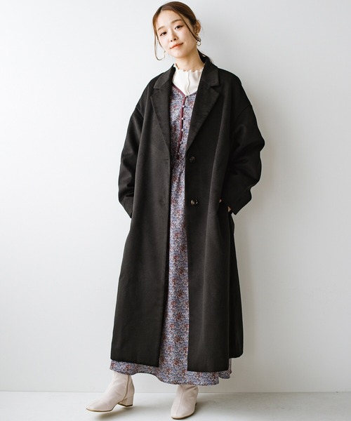 haco!（ハコ）の「ゆるシルエットでオシャレにまるっとお悩み解決！大人のビッグブラックコート（チェスターコート・レディース・ブラック・SMALL/MEDIUM/LARGE/X-LARGE）」の16枚目の写真