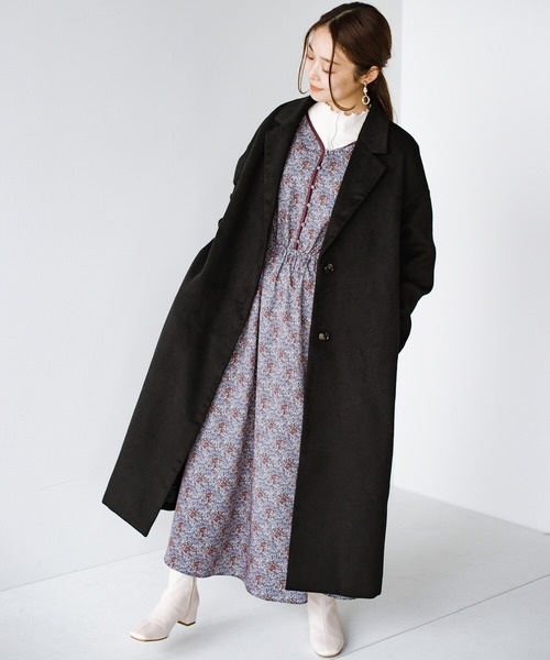 haco!（ハコ）の「ゆるシルエットでオシャレにまるっとお悩み解決！大人のビッグブラックコート（チェスターコート・レディース・ブラック・SMALL/MEDIUM/LARGE/X-LARGE）」の8枚目の写真