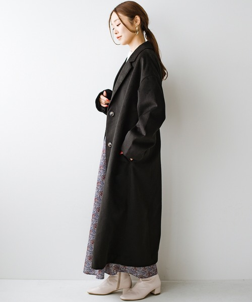 haco!（ハコ）の「ゆるシルエットでオシャレにまるっとお悩み解決！大人のビッグブラックコート（チェスターコート・レディース・ブラック・SMALL/MEDIUM/LARGE/X-LARGE）」の12枚目の写真