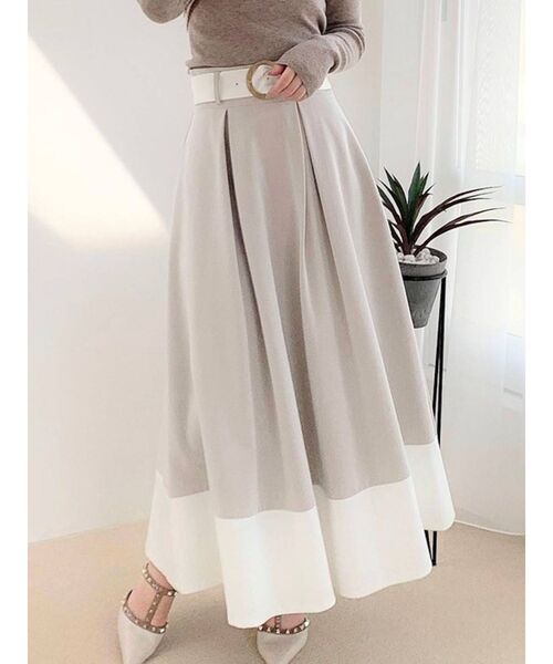 RESEXXY（リゼクシー）の「バイカラーフレアスカート（スカート・レディース・ブラック/ベージュ/ブラウン・FREE）」の3枚目の写真