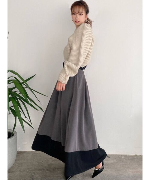 RESEXXY（リゼクシー）の「バイカラーフレアスカート（スカート・レディース・ブラック/ベージュ/ブラウン・FREE）」の6枚目の写真