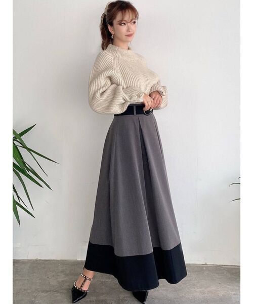 RESEXXY（リゼクシー）の「バイカラーフレアスカート（スカート・レディース・ブラック/ベージュ/ブラウン・FREE）」の7枚目の写真