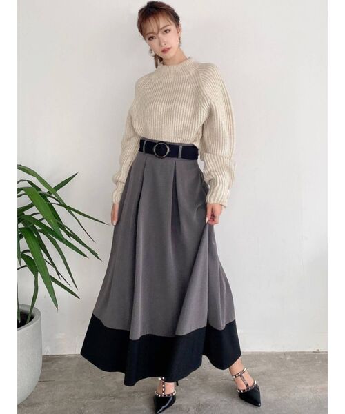 RESEXXY（リゼクシー）の「バイカラーフレアスカート（スカート・レディース・ブラック/ベージュ/ブラウン・FREE）」の8枚目の写真