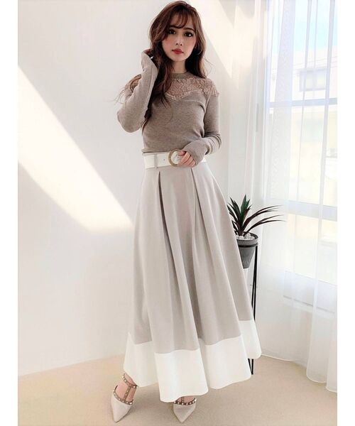 RESEXXY（リゼクシー）の「バイカラーフレアスカート（スカート・レディース・ブラック/ベージュ/ブラウン・FREE）」の10枚目の写真