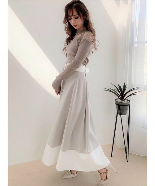 RESEXXY（リゼクシー）の「バイカラーフレアスカート（スカート・レディース・ブラック/ベージュ/ブラウン・FREE）」の12枚目の写真