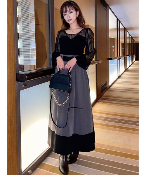 RESEXXY（リゼクシー）の「バイカラーフレアスカート（スカート・レディース・ブラック/ベージュ/ブラウン・FREE）」の14枚目の写真