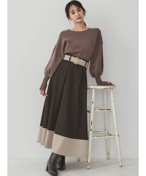 RESEXXY（リゼクシー）の「バイカラーフレアスカート（スカート・レディース・ブラック/ベージュ/ブラウン・FREE）」の19枚目の写真