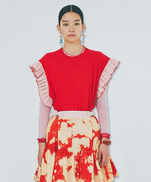 PLEATS FRILL NO-SLEEVE C/S