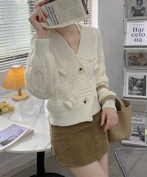 長袖Vネック暖かいカーディガン