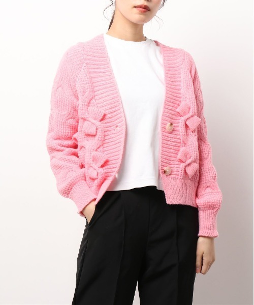 MAISON DE THERESE（メゾン ド テレーズ）の「長袖Vネック暖かいカーディガン（カーディガン/ボレロ・レディース・ホワイト/ピンク/グリーン/ブラック/ブルー/レッド・MEDIUM）」の5枚目の写真