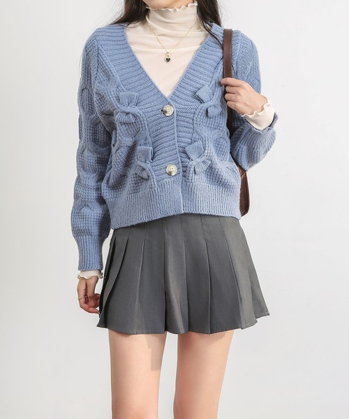 MAISON DE THERESE（メゾン ド テレーズ）の「長袖Vネック暖かいカーディガン（カーディガン/ボレロ・レディース・ホワイト/ピンク/グリーン/ブラック/ブルー/レッド・MEDIUM）」の7枚目の写真